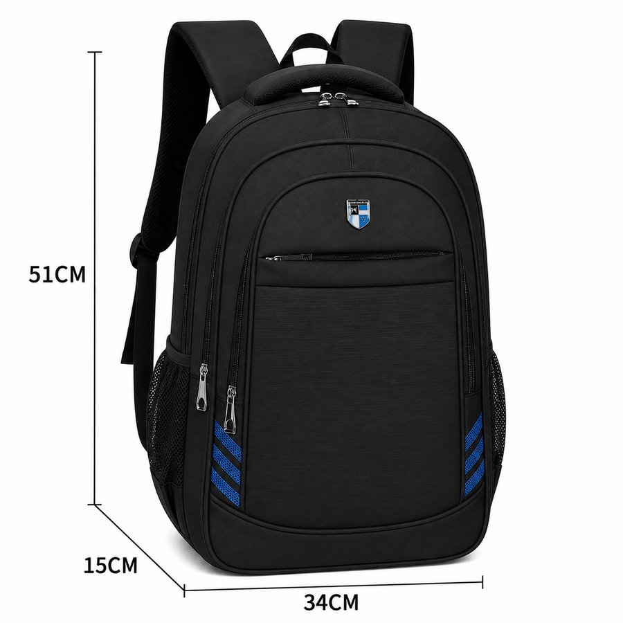 Rucsac Travel Business NAKHCHIVAN, 51x34x15 cm, Oxford, Negru si Albastru