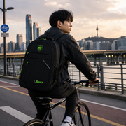 Rucsac Travel Business QABALA, 48x32x15 cm, Oxford, Negru si Verde