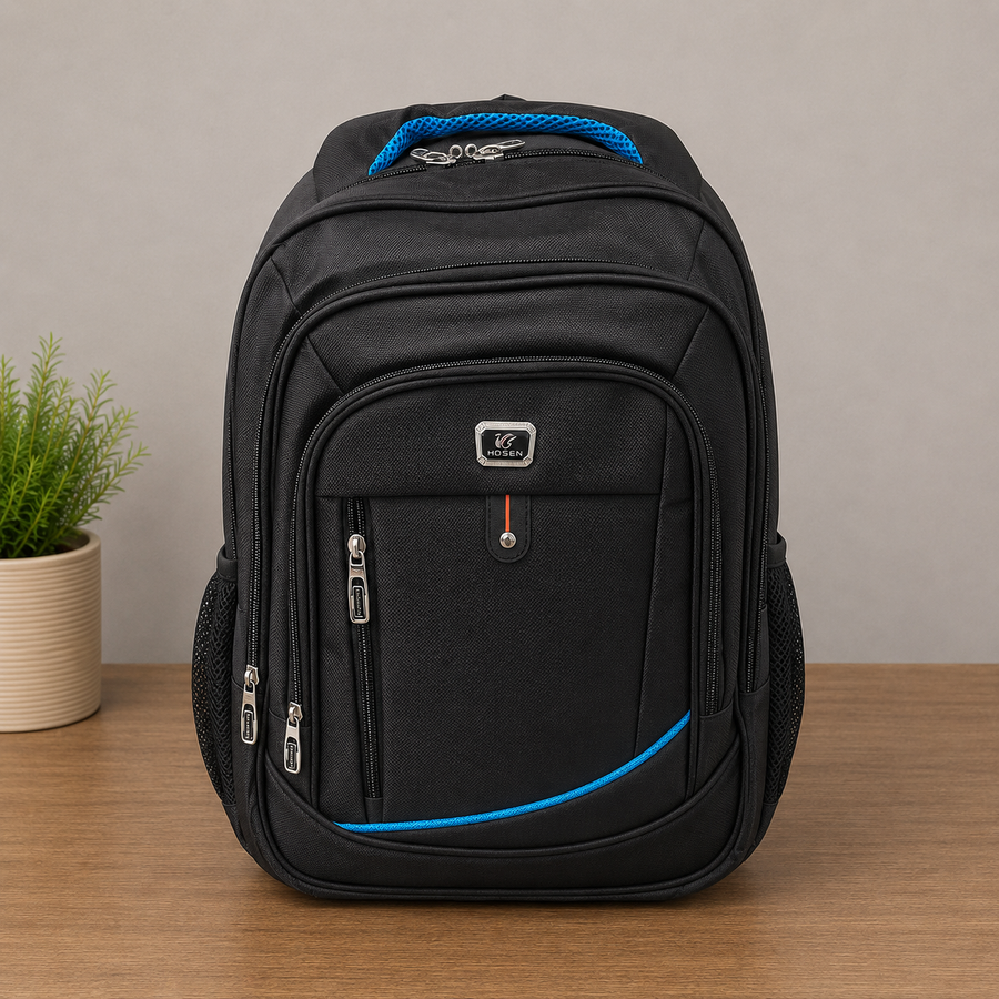 Rucsac Travel Business SHAHRISABZ, 48x33x16 cm, Oxford, Negru si Albastru