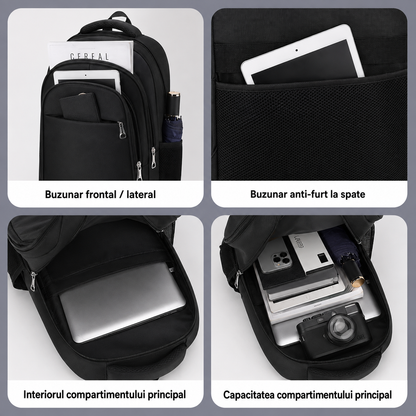 Rucsac Travel Business TALOYOAK, 47x33x15 cm, Oxford, Negru si Verde