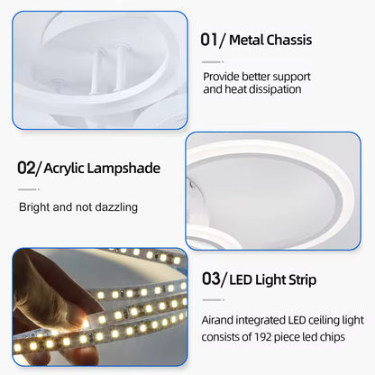 LED -csillár Betty 82W távirányítóval, 6 kör, hideg/forró/semleges fény, instabil, fehér