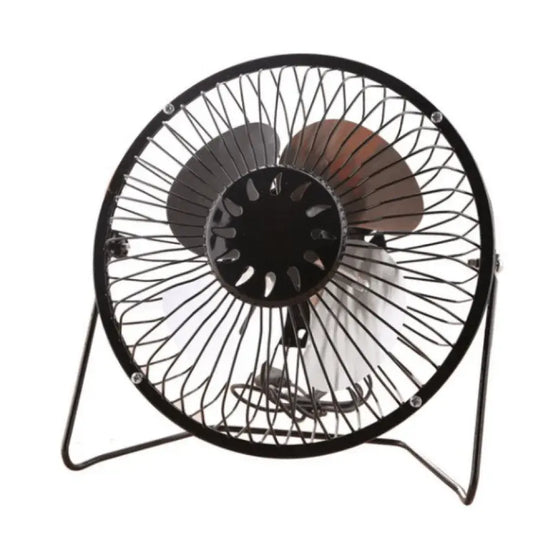 Mini ventilátor USB -kábellel, fém, fekete