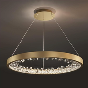 LED -csillár, távirányítóval, 44W, 1 kör, 40 cm, hideg/forró/semleges fény, instabil, arany, állítható magasság