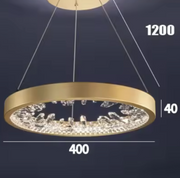 LED -csillár, távirányítóval, 44W, 1 kör, 40 cm, hideg/forró/semleges fény, instabil, arany, állítható magasság