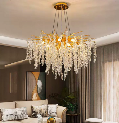 Crystal Chandelier Waltz Cascade, 9x G9, arany, 80 cm, állítható magasság