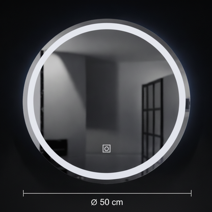 Kerek LED-es tükör, 50cm, Basic Touch
