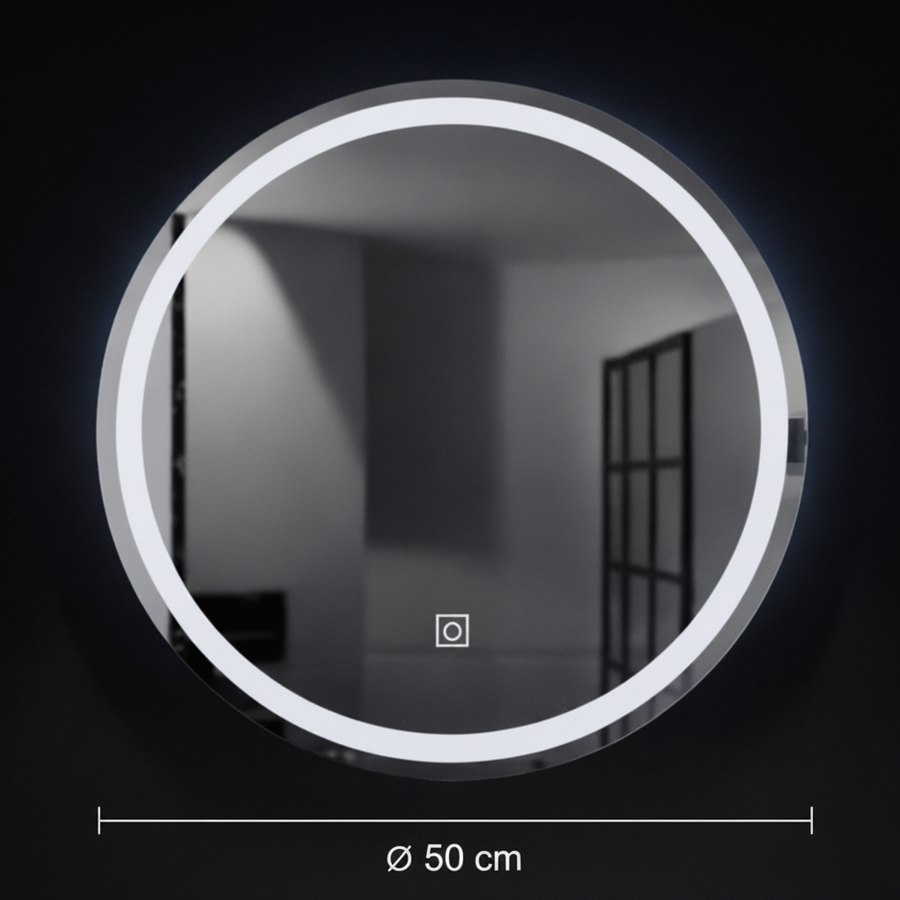 Kerek LED-es tükör, 50cm, Basic Touch