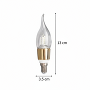 LED izzó E14 gyertya, 12W, meleg fény, 3000K, arany