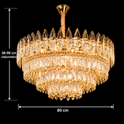 Kristály csillár MAJESTIC Regalis 21x E14, átmérő 80 cm, fényes arany, állítható magasság