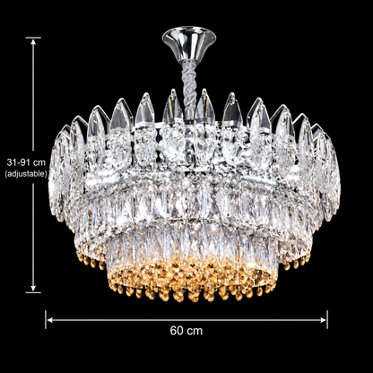 MAJESTIC Magno kristálycsillár 15x E14, átmérő 60 cm, fényes króm, állítható magasság