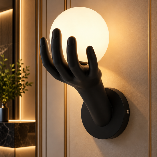 Dekoratív fali lámpa MANO, 15x30cm, 1xE27, Üveg és Gyanta, Fekete