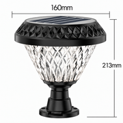 LED napelemes lámpa kültéri oszlophoz SOLEO, 8W, meleg/hideg/semleges fény + RGB, kerek forma, alumínium, fekete, szabályozható