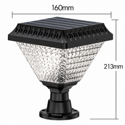 LED napelemes lámpa kültéri oszlophoz SOLEO, 8W, meleg/hideg/semleges fény + RGB, négyzet alakú, alumínium, fekete, szabályozható