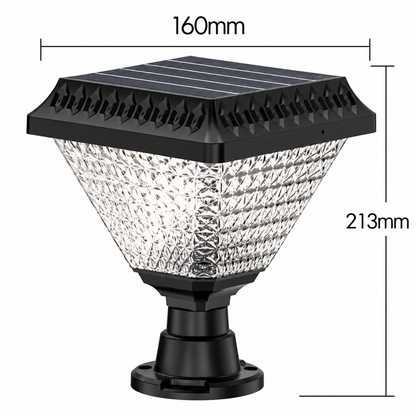 LED napelemes lámpa kültéri oszlophoz SOLEO, 8W, meleg/hideg/semleges fény + RGB, négyzet alakú, alumínium, fekete, szabályozható