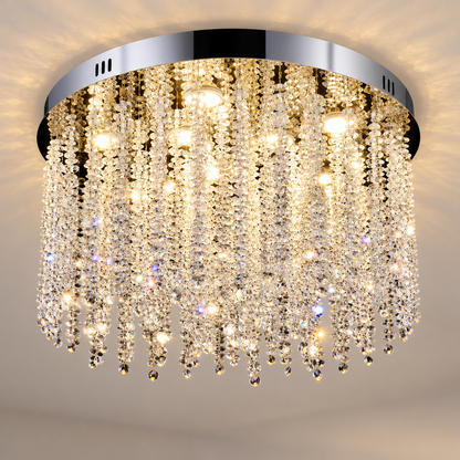 Kristály LED csillár LLC215/550WH kerek, 29W, hideg/meleg/semleges fény, kristály, arany
