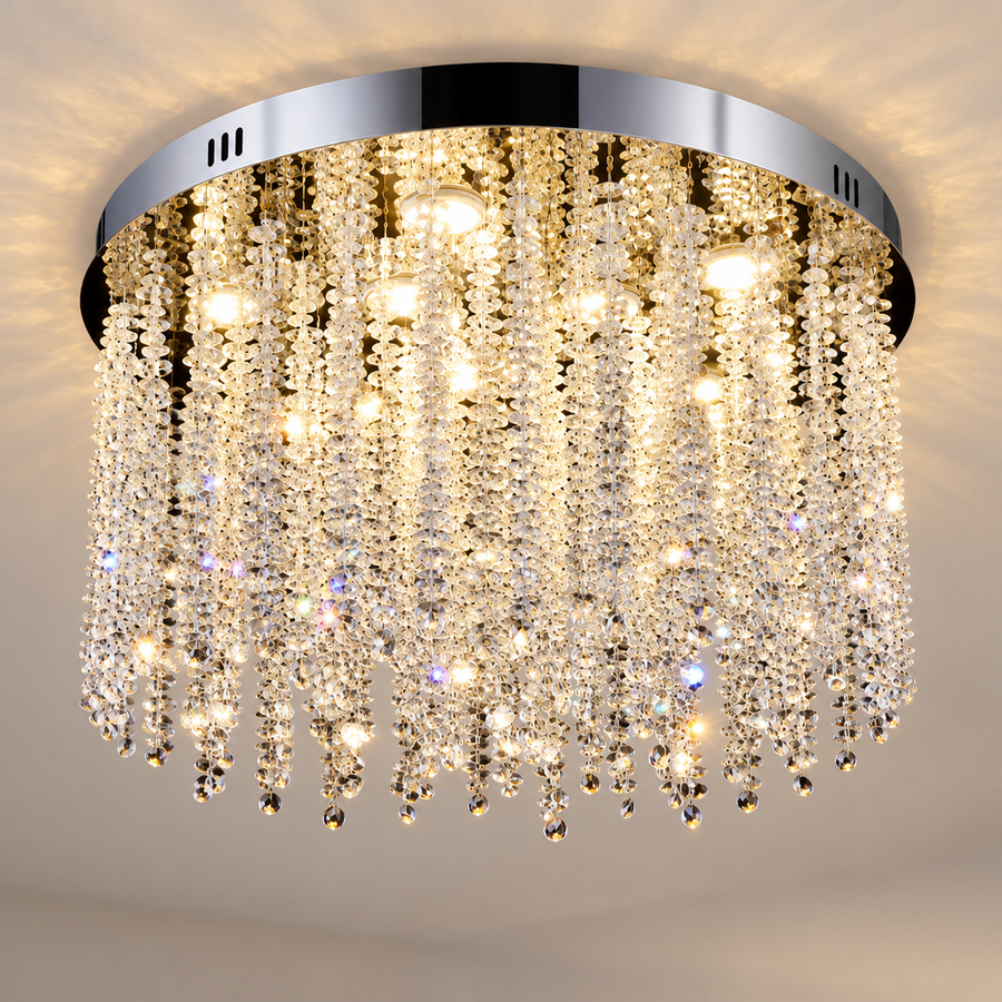 Kristály LED csillár LLC215/550WH kerek, 29W, hideg/meleg/semleges fény, kristály, arany