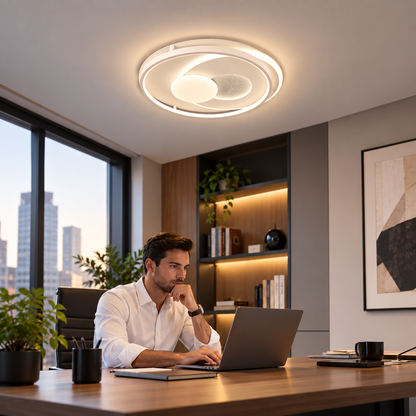 LED-es csillár távirányítóval ISTARAVSHAN, Kerek forma, 86W, Hideg/Meleg/Semleges fény, Szabályozható, Fehér