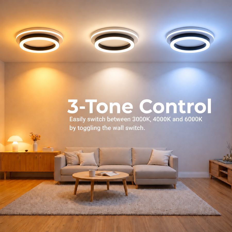 MODERN LED csillár 25W, átmérő 20cm, kerek, hideg/meleg/semleges fény, fekete