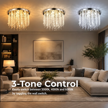 Kristály LED csillár LLC215/550WH kerek, 29W, hideg/meleg/semleges fény, kristály, arany