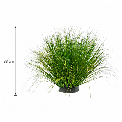 Tufă Artificială de Iarbă, 38 cm, Iarbă Tip Ceapă Curbată, Densitate Medie, Plastic, Verde