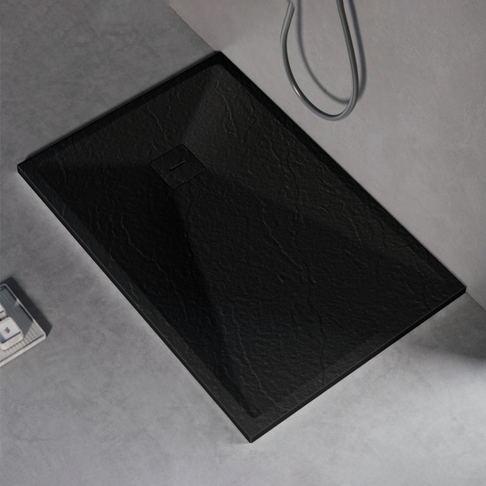 Téglalap alakú zuhanyozás 80x120 cm, vékony 3 cm, fekete