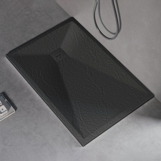 Téglalap alakú zuhanyozás 80x100 cm, vékony 3 cm, sötétszürke