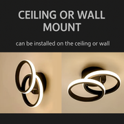 LED csillár VERTEX CIRCULA 22W, 2 kör, fém keret, hideg/meleg/semleges fény, fekete