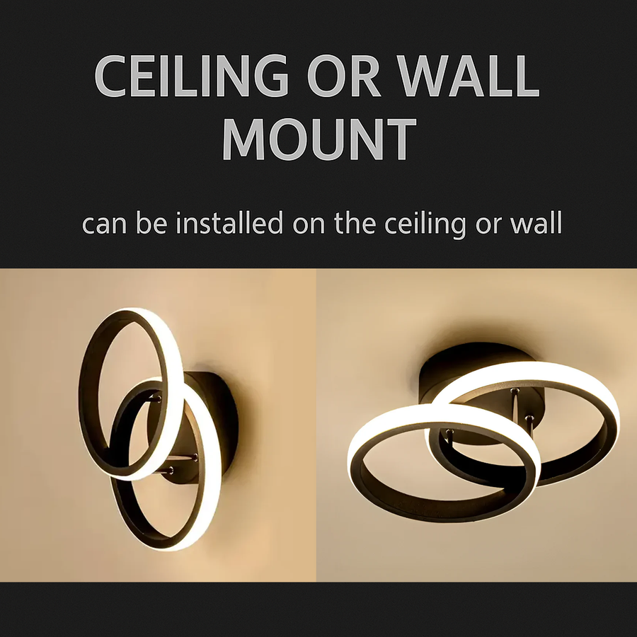 LED csillár VERTEX CIRCULA 22W, 2 kör, fém keret, hideg/meleg/semleges fény, fekete