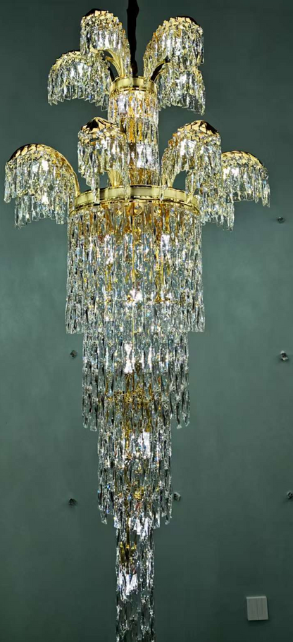 Regalis kristálycsillár 11x E14, átmérő 85 cm, fényes arany, állítható magasságú, fém és kristály