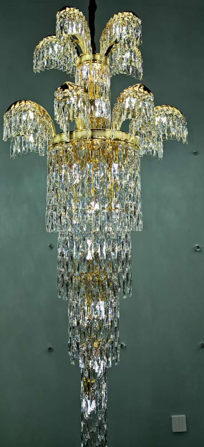 Regalis kristálycsillár 11x E14, átmérő 85 cm, fényes arany, állítható magasságú, fém és kristály