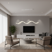 LED csillár távirányítóval, felfüggesztett AMI 63W, lineáris, hideg/meleg/semleges fény, fehér, állítható magasságú
