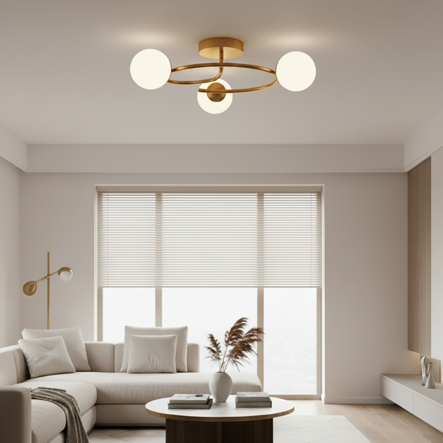LED és kristály csillár ORBIT, 66cm, 3xE27, Globes, Gold