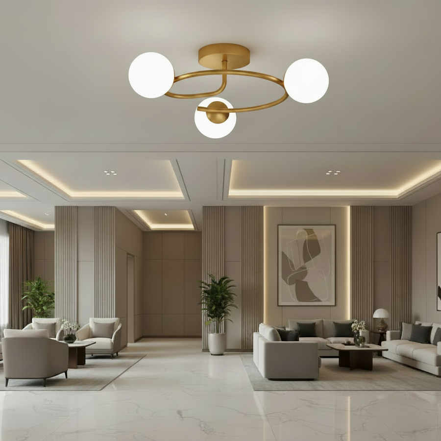 LED és kristály csillár ORBIT, 66cm, 3xE27, Globes, Gold