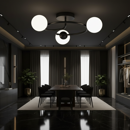 LED és kristály csillár ORBIT, 66cm, 3xE27, Globes, Fekete