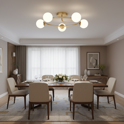 LED és kristály csillár ORBIT, 72cm, 5xE27, Globes, Gold