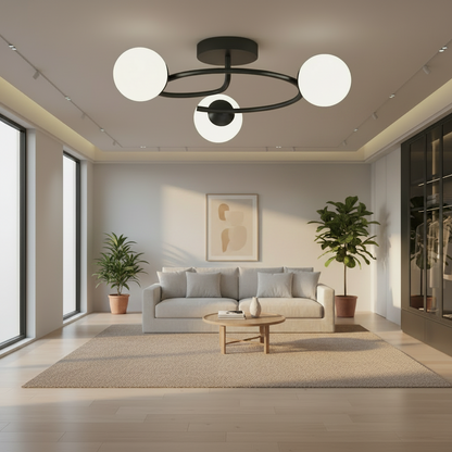 LED és kristály csillár ORBIT, 66cm, 3xE27, Globes, Fekete