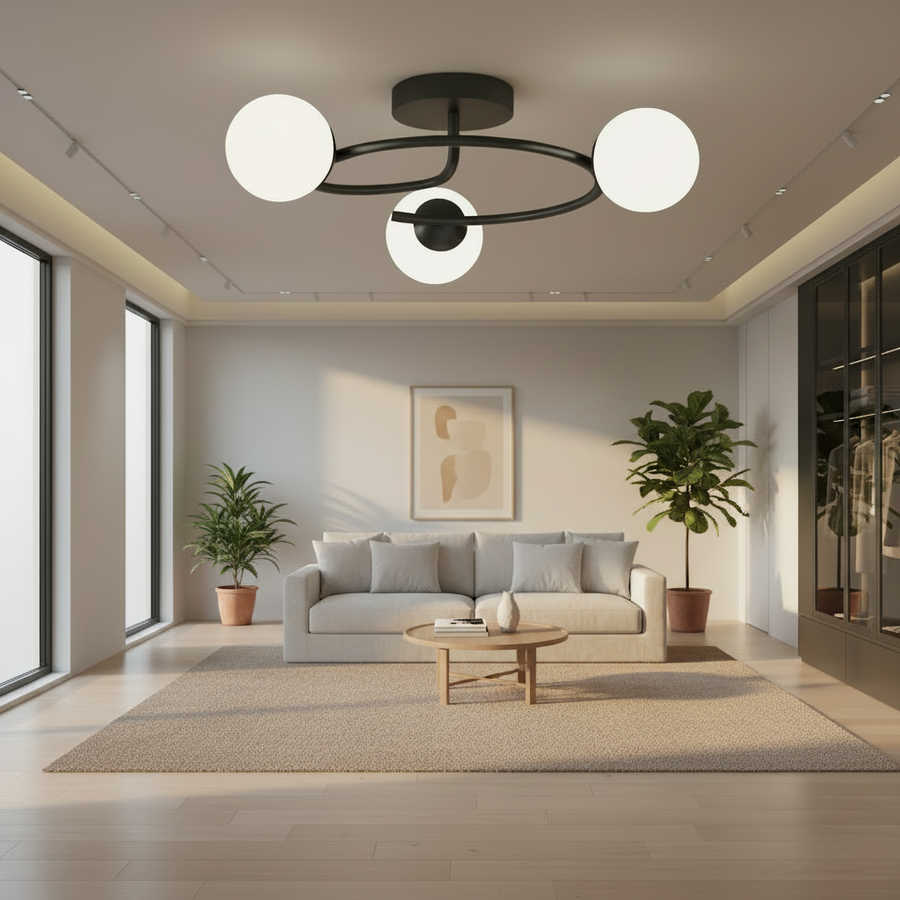 LED és kristály csillár ORBIT, 66cm, 3xE27, Globes, Fekete