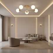 LED és kristály csillár ORBIT, 72cm, 5xE27, Globes, Gold