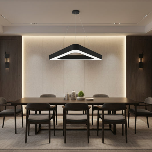 ANGLE függesztett LED csillár, 60cm, 25W, állítható magasságú, hideg fény, fekete, fém és akril