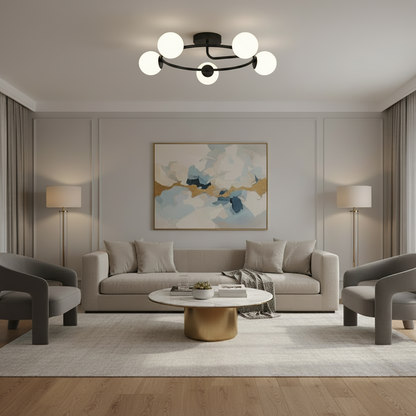 LED és kristály csillár ORBIT, 72cm, 5xE27, Globes, Fekete