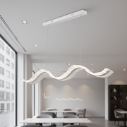 LED csillár távirányítóval, felfüggesztett AMI 63W, lineáris, hideg/meleg/semleges fény, fehér, állítható magasságú