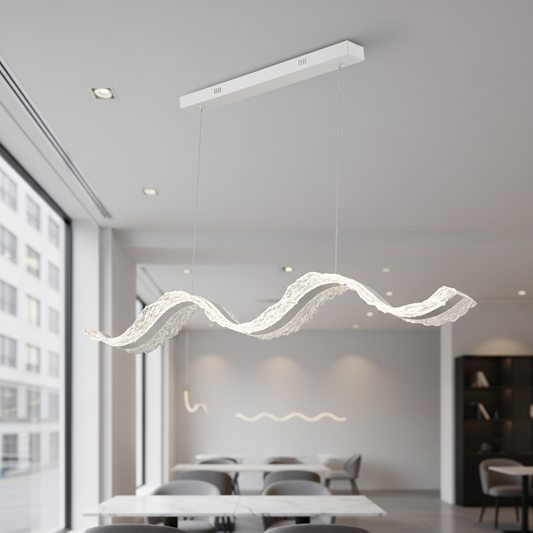 Lustra LED cu Telecomanda, Suspendata AMI 63W, Liniara, Lumina Rece/Calda/Neutra, Alb, Inaltime Reglabila