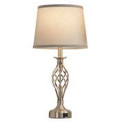 Veioza VZ212WH, 1x E27, fém és textil, fehér és arany