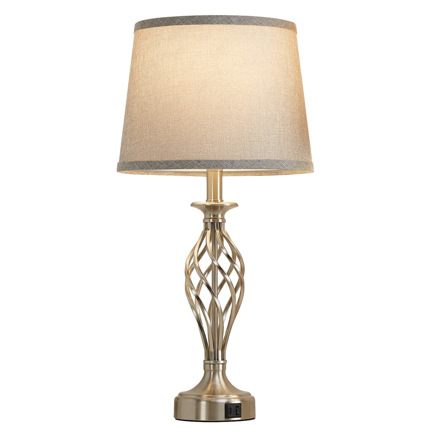 Veioza VZ212WH, 1x E27, fém és textil, fehér és arany