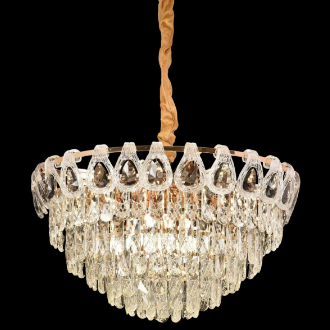 Kristály csillár CC5122/500GD 9xE14, átmérő 50 cm, fényes arany, állítható magasság