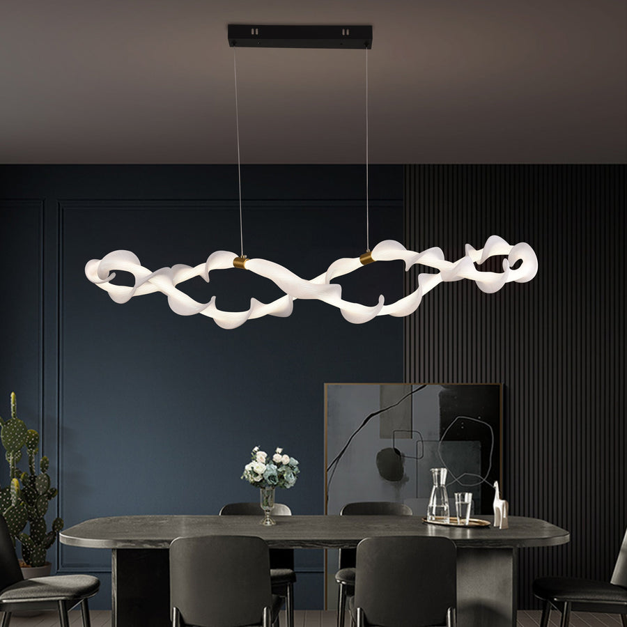 Függesztett akril LED csillár LT762/2GD, 36W, meleg/semleges/hideg fény 3000/4000/6000K, aranyfehér, állítható magasságú