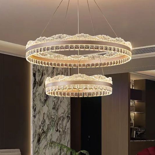 LED -csillár, Nivalis távirányítóval felfüggesztve, 126W, hideg/forró/semleges fény, instabil, állítható magasság, arany