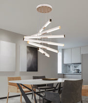 Függesztett akril LED csillár LT183/5WH, 69W, fény 3000/4000/6000K, fehér, állítható magasságú