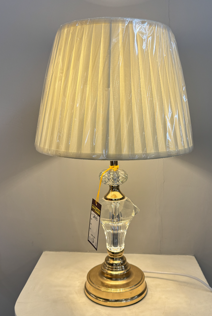 Veioza VZ215WH, 1x E27, fém és textil, fehér és arany