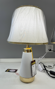 Veioza VZ210WH, 1x E27, fém és textil, fehér és arany